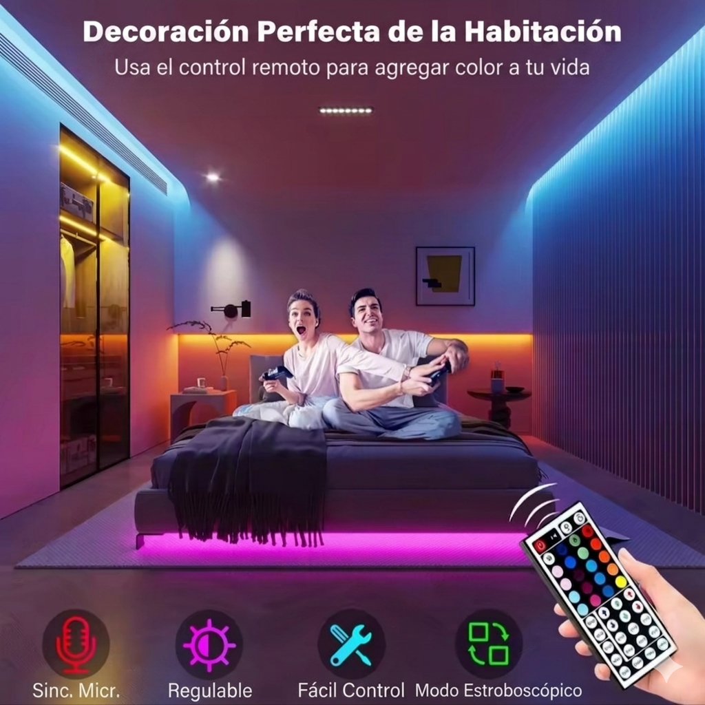 Tira LED RGB con App 5–30m para Decoración