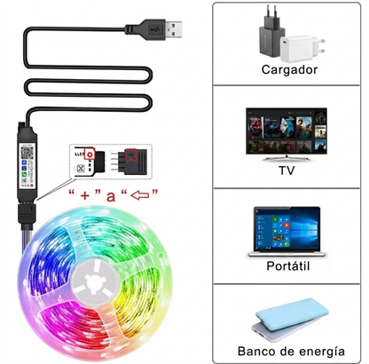 Tira LED RGB con App 5–30m para Decoración