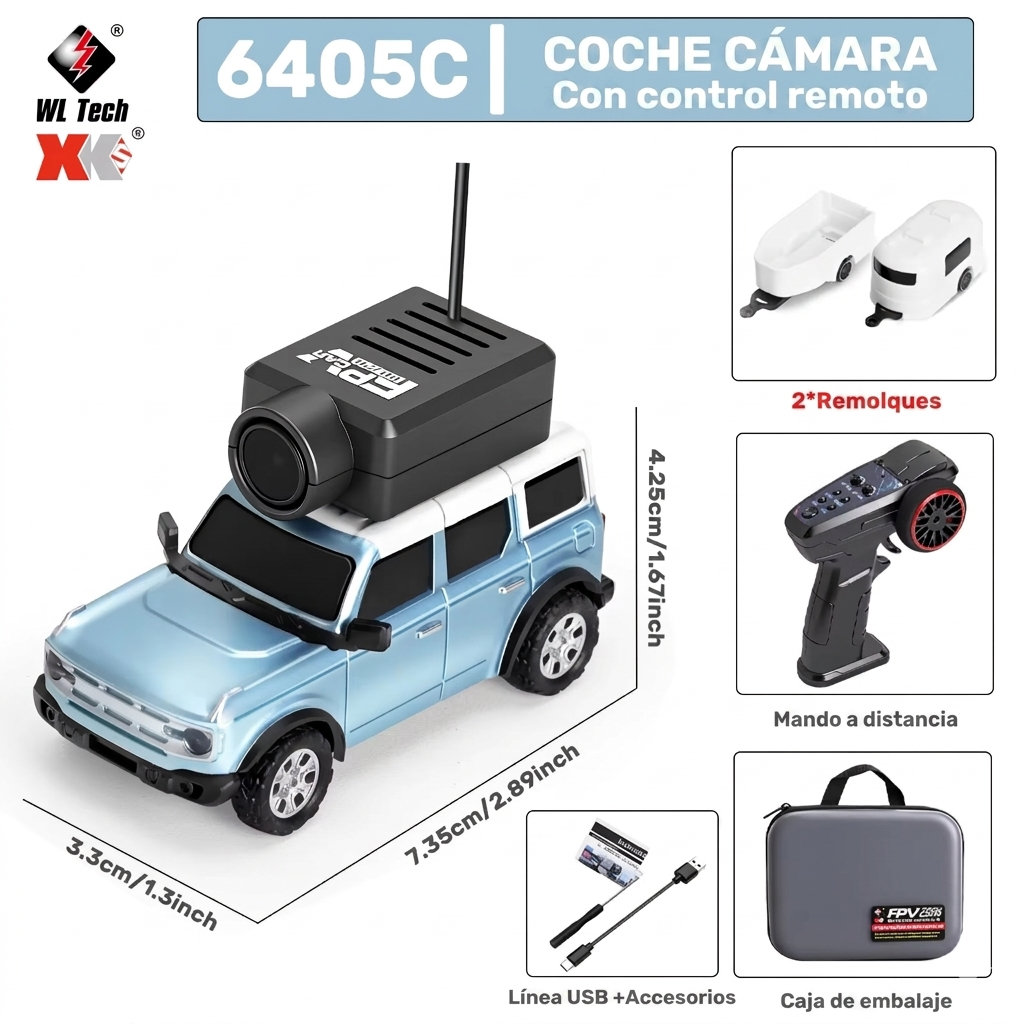 Auto RC con Cámara en Vivo - Control desde App o Control Remoto