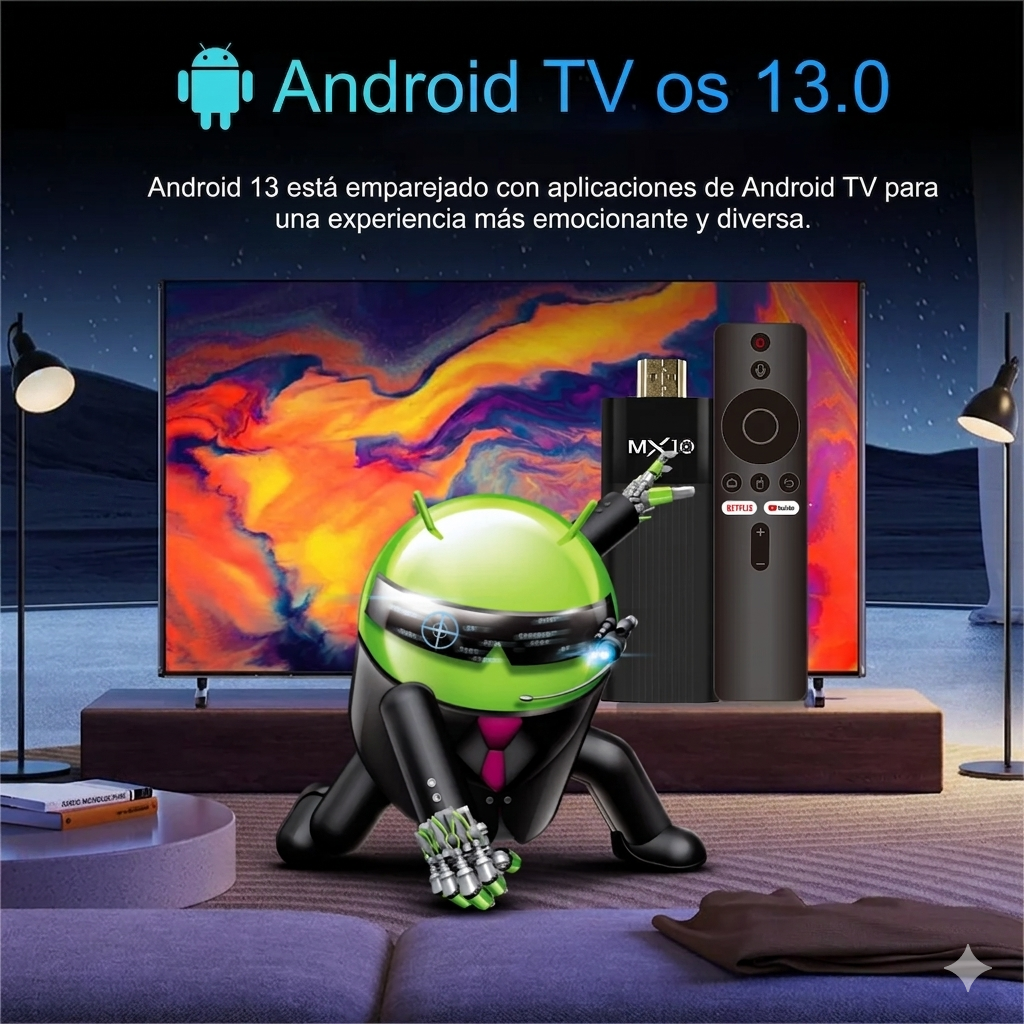 TV Stick Android 4K Ultra HD MX10-F3 2GB/16GB