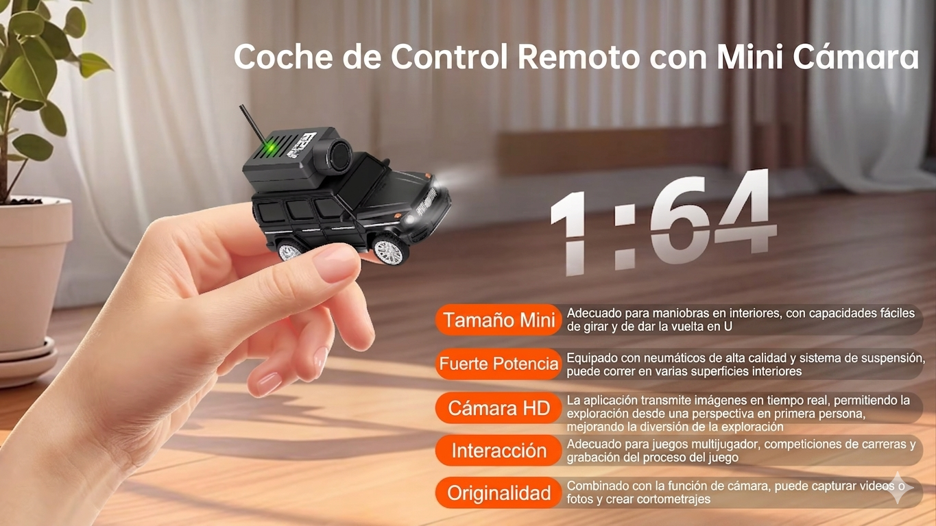 Auto RC con Cámara en Vivo - Control desde App o Control Remoto