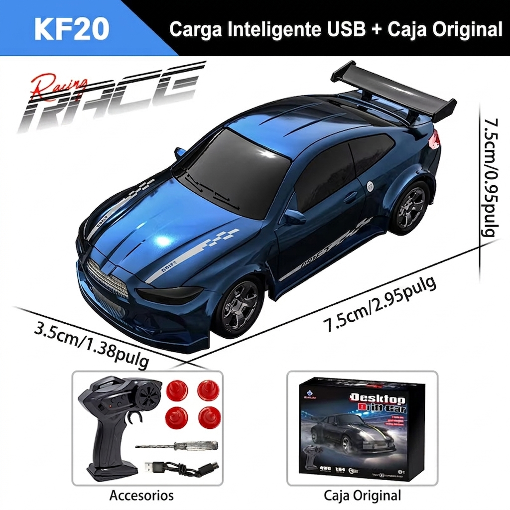 Auto RC Drift 1/64 KF20 · Control Remoto 2.4G 4WD · Mini GTR Racing