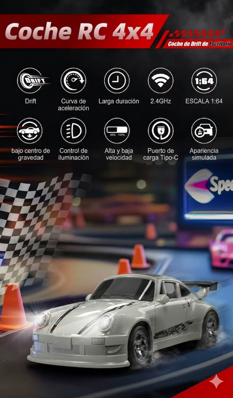 Auto RC Drift 1/64 KF20 · Control Remoto 2.4G 4WD · Mini GTR Racing
