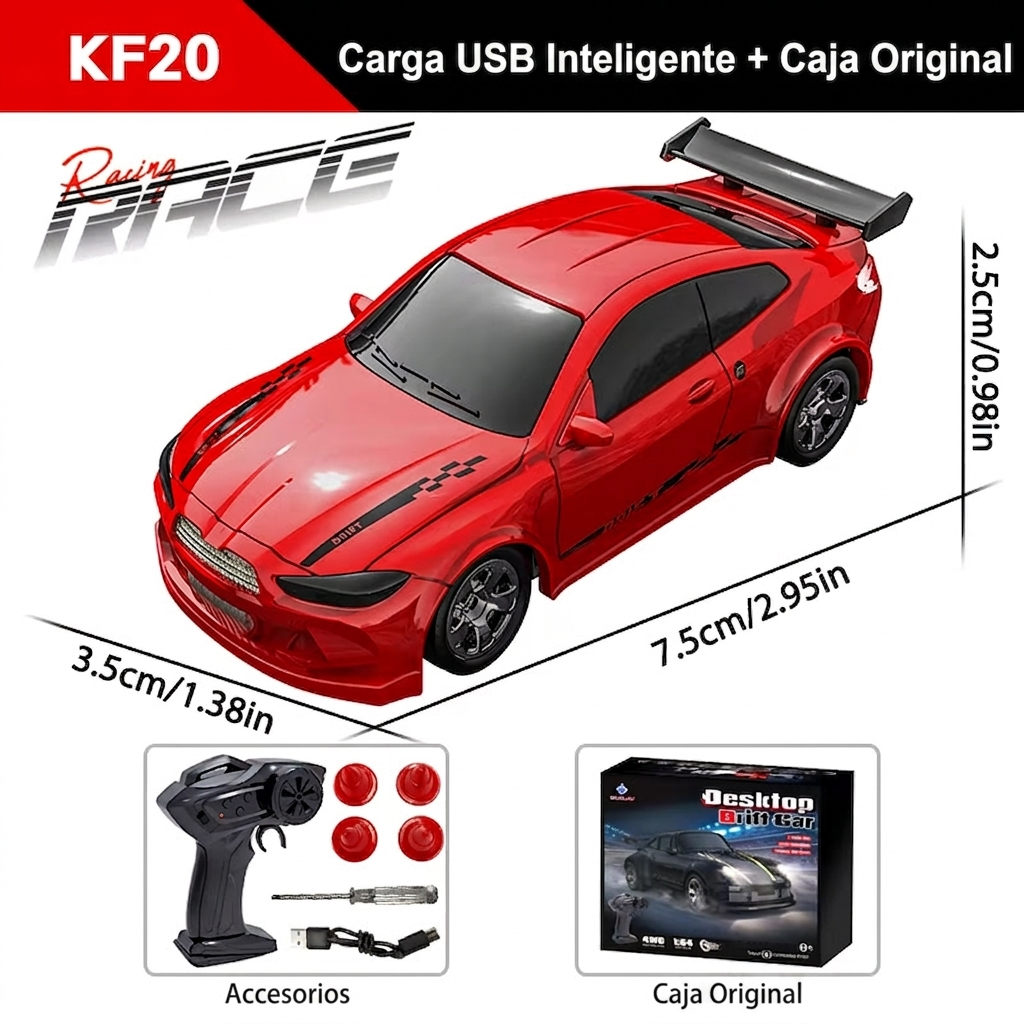 Auto RC Drift 1/64 KF20 · Control Remoto 2.4G 4WD · Mini GTR Racing