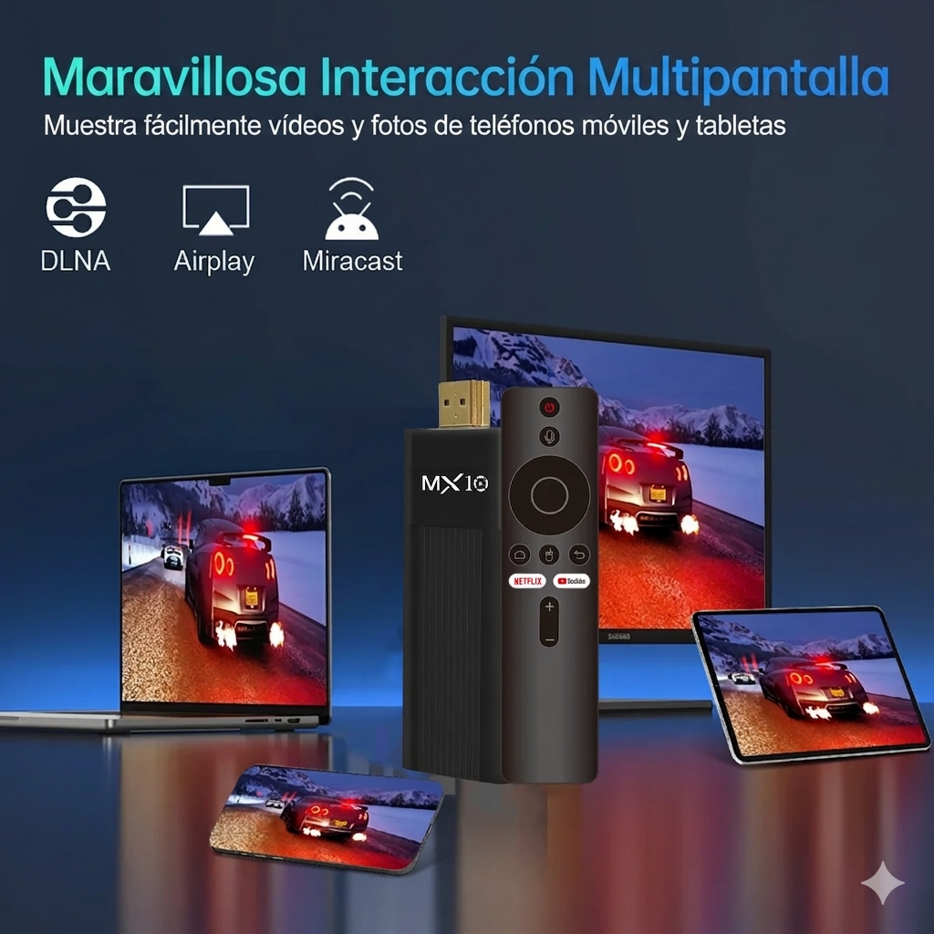 TV Stick Android 4K Ultra HD MX10-F3 2GB/16GB