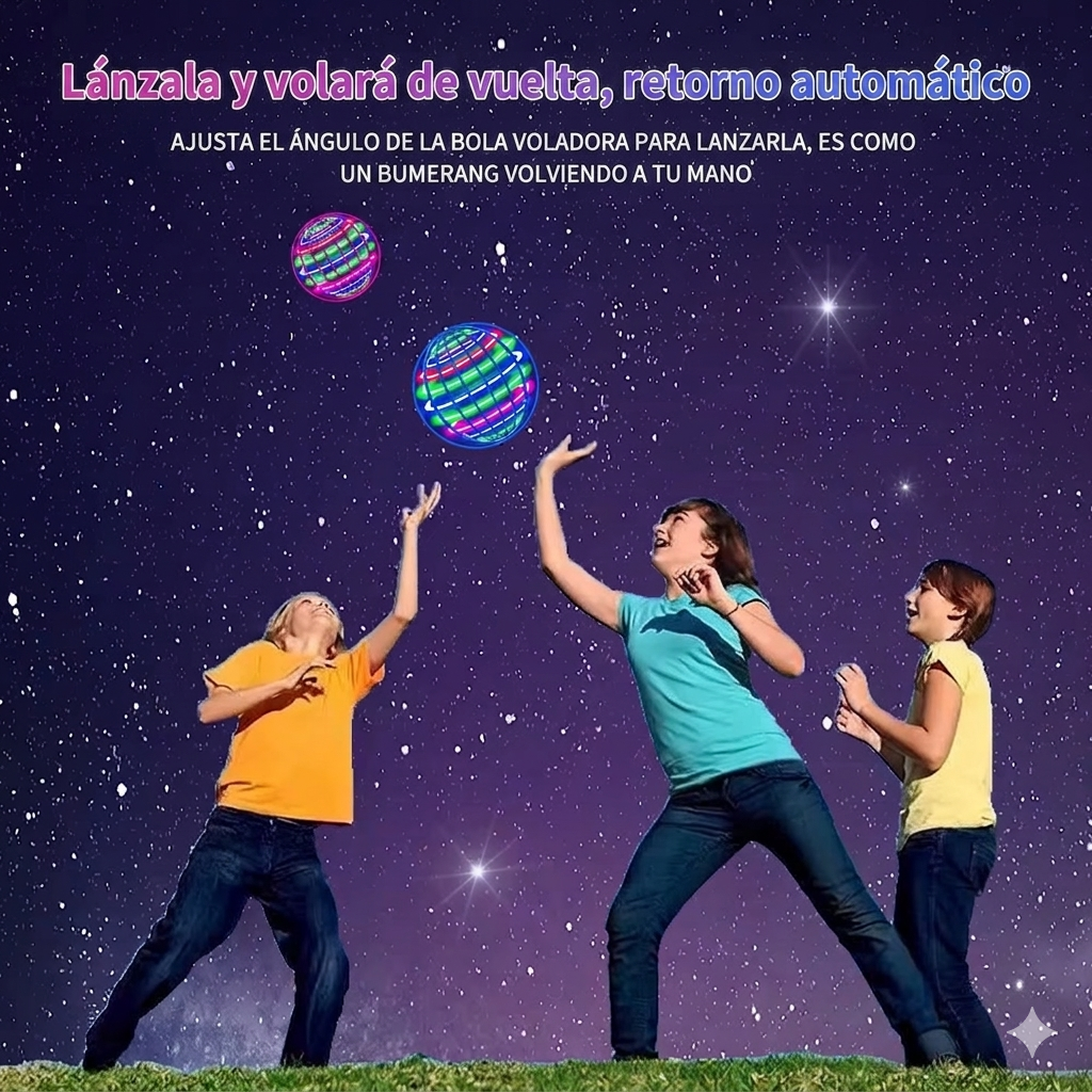 Pelota Voladora Giratoria LED – Juguete Interactivo