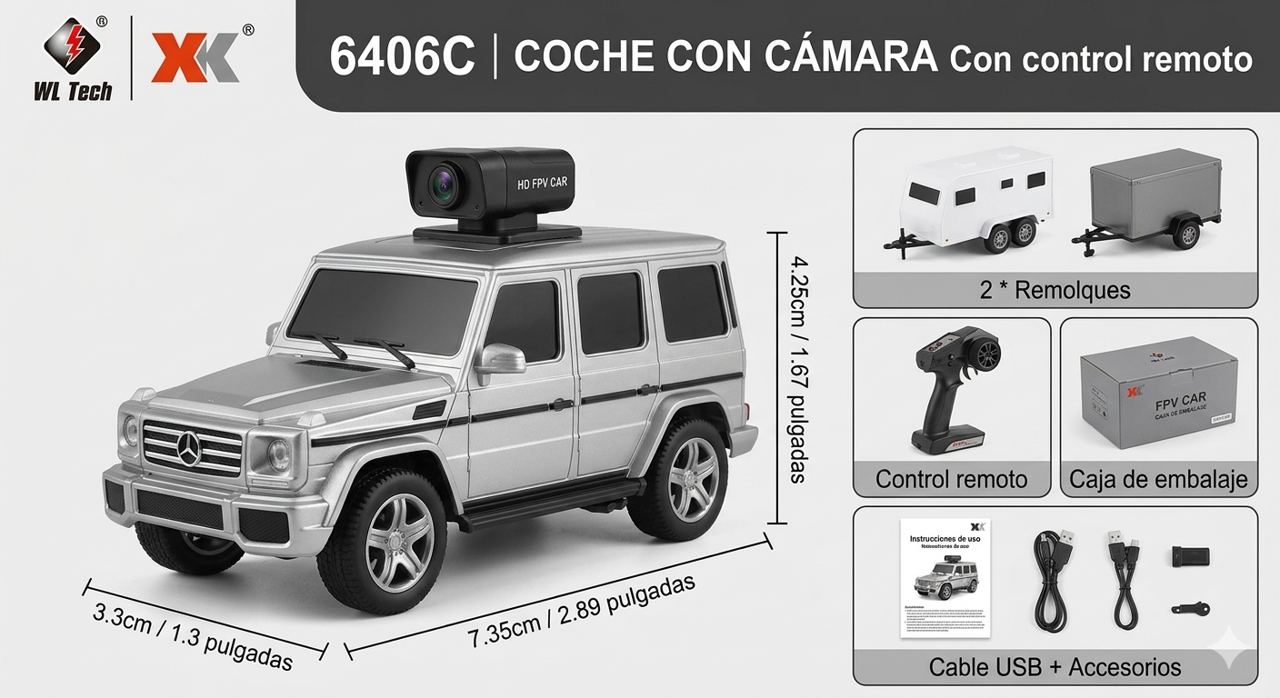 Auto RC con Cámara en Vivo - Control desde App o Control Remoto