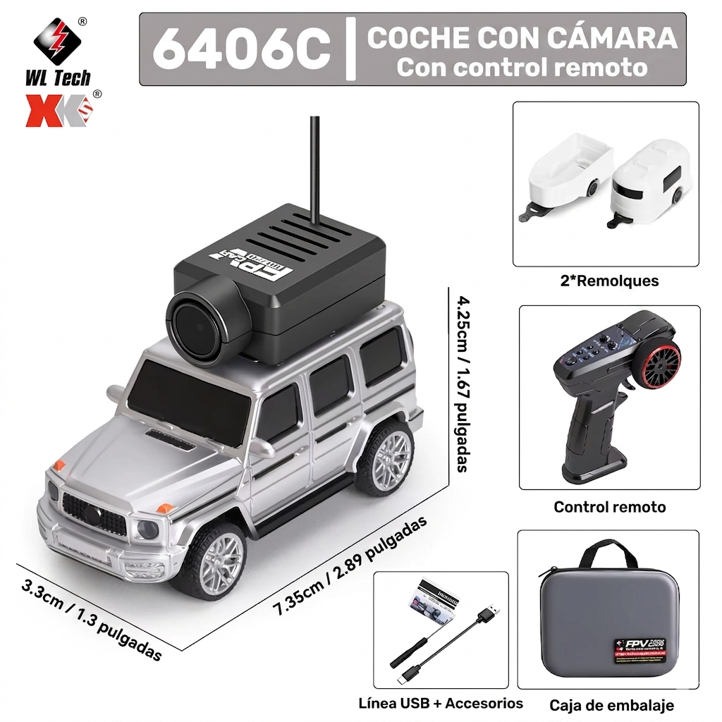 Auto RC con Cámara en Vivo - Control desde App o Control Remoto