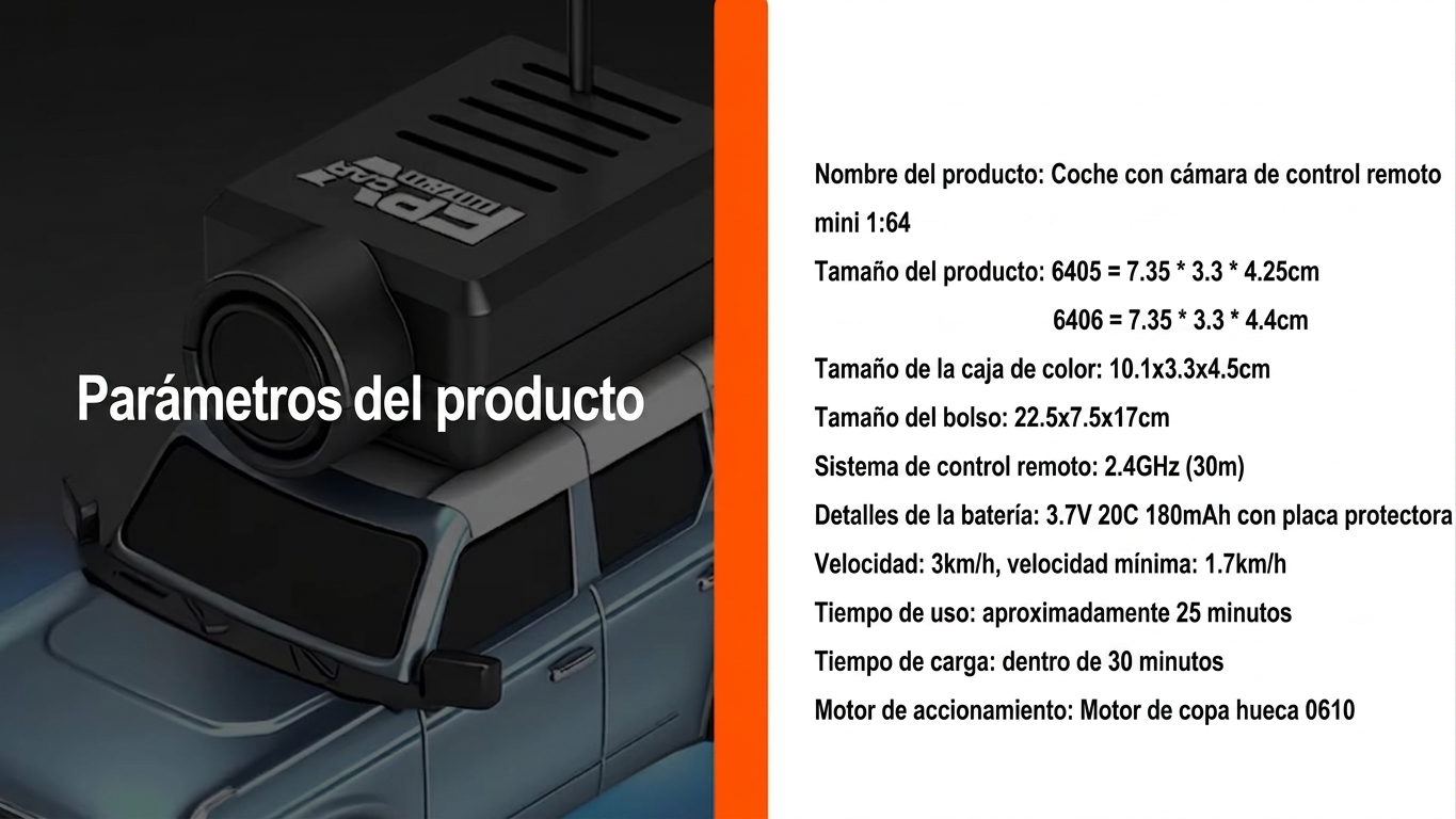 Auto RC con Cámara en Vivo - Control desde App o Control Remoto