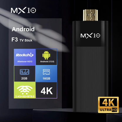 TV Stick Android 4K Ultra HD MX10-F3 2GB/8GB