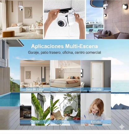 Cámara de Seguridad PTZ con Seguimiento Inteligente WiFi 8MP con Zoom 4X y Visión Nocturna
